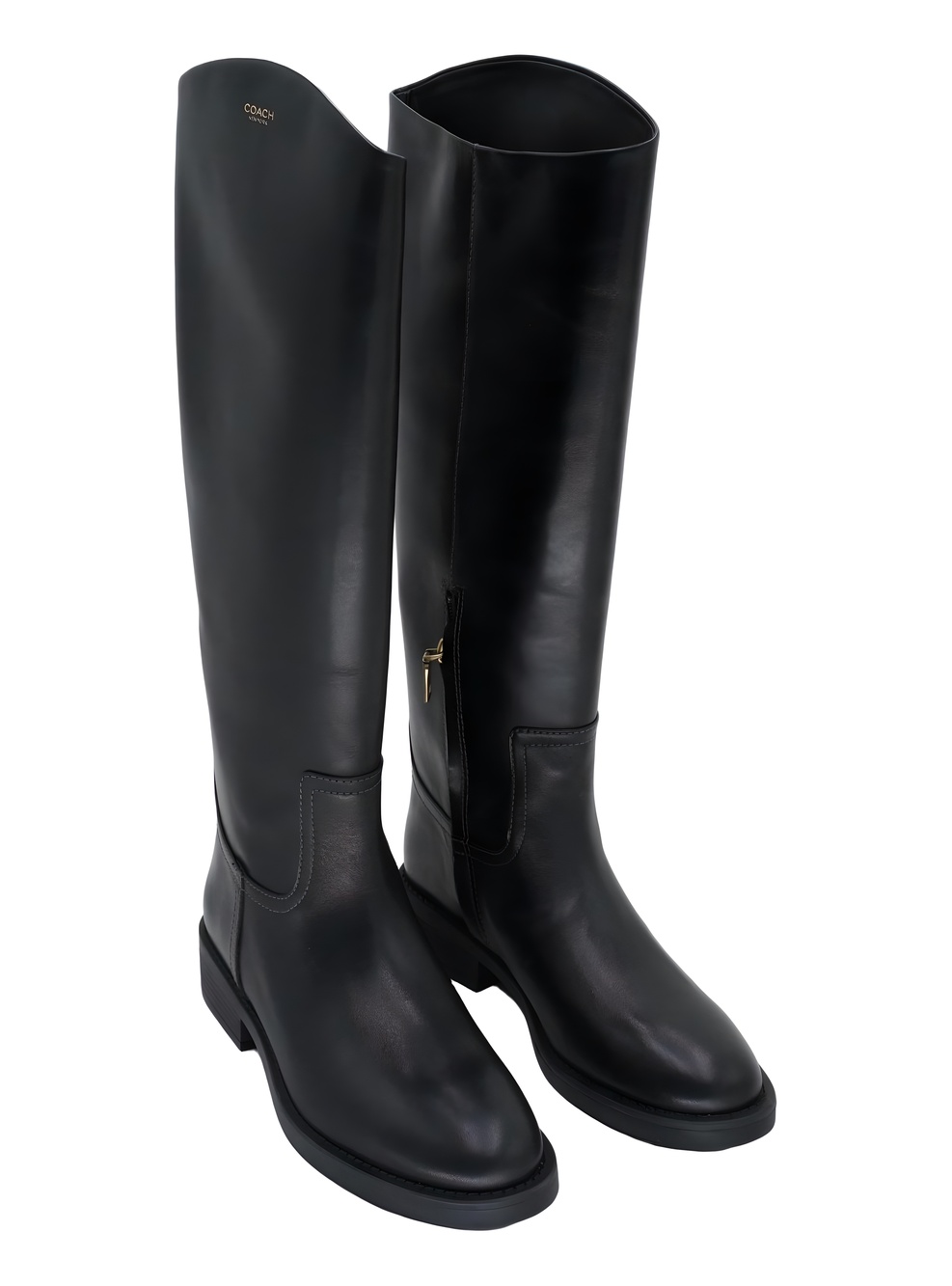COACH Park Tall Knee High Boots Black Leather Size 7.5M